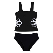 Maillot de bain une pièce pour adolescentes de 10 à 11 ans, bretelles réglables, noir – Idéal pour la plage en été