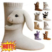 3D Knit Animal Socks Animal Socks 3D Knit Animal Sloth Socks Double Layer Cotton Socks Hand Crocheted Floor Sock Warm embrace Novelty Floor Sock,2PCS