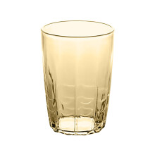 Vaso apilable de plástico amarillo de 414 ml (14 oz), ideal para té o cerveza. Compatible con restaurantes y uso doméstico.