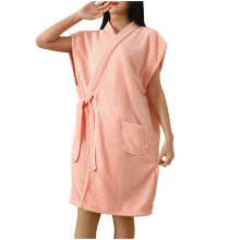 Peignoir sans manches en polaire corail pour femme, séchage rapide, absorbant, avec poches, vêtement d'intérieur confortable, taille unique, doux
