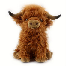 Morbida bambola di peluche a forma di mucca delle Highlands, 27 cm | Simpatica forma di animale, regalo per Halloween, San Valentino, Giorno del