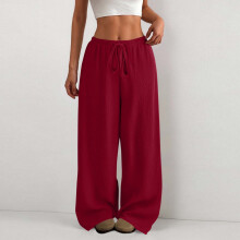 Pantaloni sport casual pentru femei, culoare solidă, cu talie elastică, cu buzunare laterale