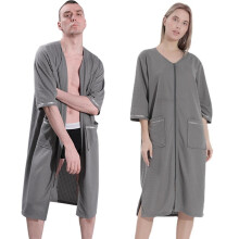 Dam Herr Bekväma Plus Size Korta French Terry Morgonrock Med Dragkedja Framtill Pyjamas Nattkläder
