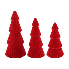 XIA0LE 3-Piece Red Flocked Velvet Christmas Trees