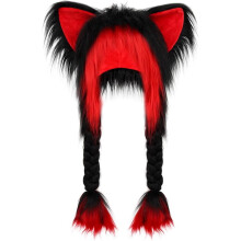 Harige dierenorenmuts met vlechten en hoorns – Cosplay
