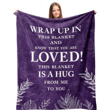 Cozy Soft Throw Blanket 60"x50" – Inspirational, Spiritual & Get Well Gift for Women, Purple Love Hug Blanket, Compatible with Christmas
