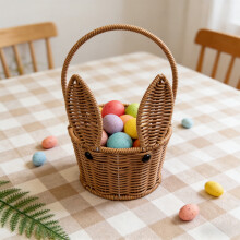 Cesta de conejito de Pascua – Ratán PP, diseño de orejas de conejo