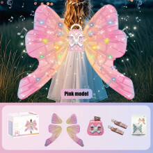 Fairy Butterfly Wings with LED Lights & Music, Rechargeable Wearable Toy for Kids' Costumes, Compatible with Festive Events