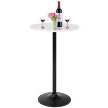 Round Bar Table 40"Height Pub Table with Metal Base& MDF Tabletop Cocktail Table for Bistro, Home, Kitchen or Dining Room (White)