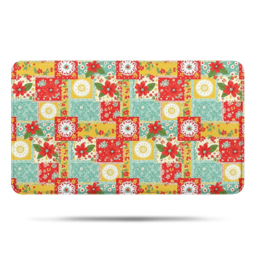 Tapete de banheiro floral antiderrapante em microfibra, 43 x 76 cm (17 x 30 polegadas)