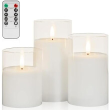 Hvide flammeløse LED-lys i glas med fjernbetjening og timer