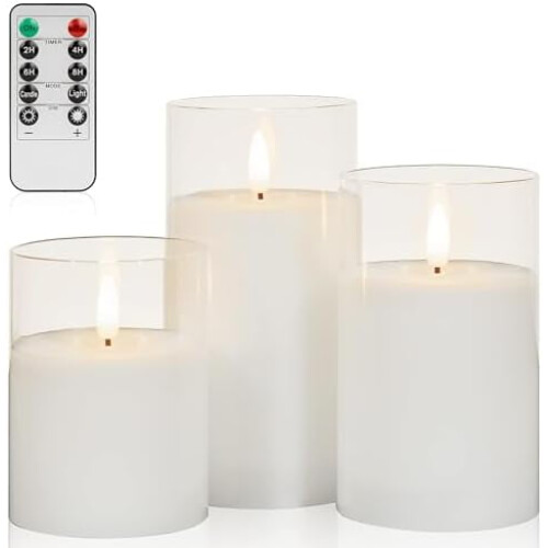 Rote LED-Wachskerzen, 3er-Set – 3"x4", 3"x5", 3"x6"