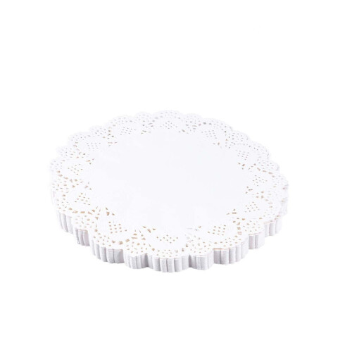 Weiße Papierdeckchen, rund, 140 Stück, 14 cm Durchmesser
