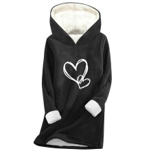 Sweat à capuche douillet pour femme, manches longues, col rond, chaud