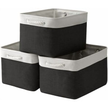 Storage Basket for Gifts Empty - Large Cubes 3 Pack 15.8x11.8x11.8 inch Storage Bins for Organizing Book Cloth Bathroom Toy (White & Black)