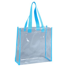 Ediodpoh Transparente Tragetasche, modische Strandtasche, Schultertasche, Handtasche für Shopping, Fitnessstudio, Reisen, Hellblau
