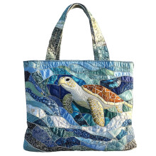 Vintage katoenen draagtas met doorgestikt patroon voor dames, 15,75 x 13,4 inch.