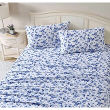 Flanellbettwäsche Queen-Size, Anti-Pilling & Knitterarme Baumwolle, Weicher Komfort für jede Jahreszeit – Emelisa Blau (mit Kissenbezügen &