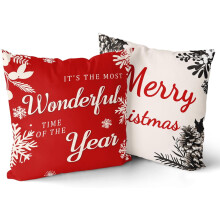 Capas de Almofada Vermelhas de Natal 45x45cm, Conjunto de 2