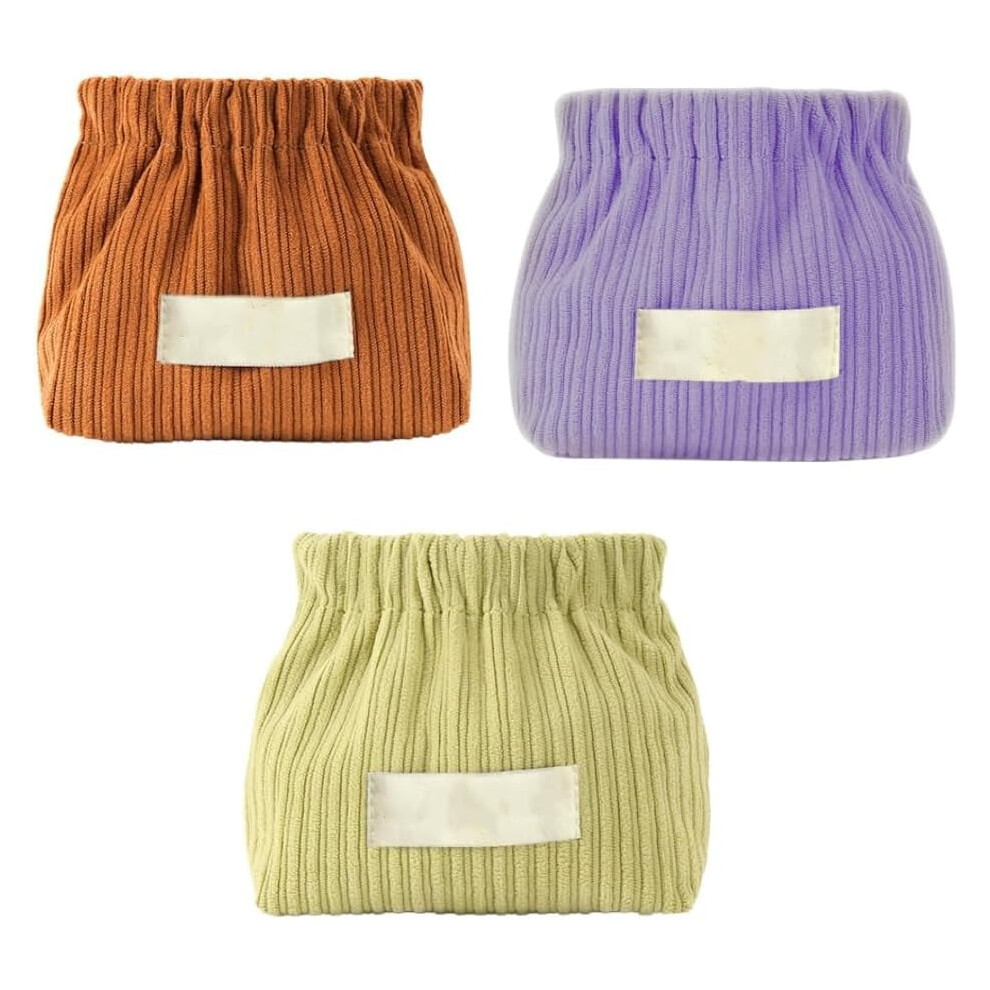 Corduroy Snap-Closure Makeup Pouch 3-Pack
