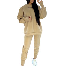 Women's Two Piece Outfits Matching Sets Crew Neck Hoodies Long Sleeve Solid Pullover Sweatshirt Tops and Wide Leg Pants Tracksuit Lounge Sets