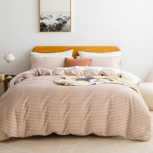 Randigt påslakanset i 100 % bomull, queen size