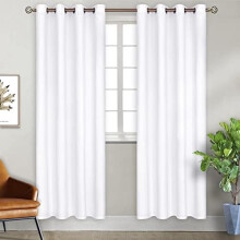 Perdele opacizante - cu inele de prindere, blocante pentru lumină, alb pur, 117x213 cm, set de 2