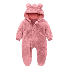 lulshou Romper Leanbh Éadaí Crawlála Leanbh Jumpsuit Fada Jumpsuit Plush Dath Soladach Leanbh Jumpsuit Cochall 0Pidéamas Nuabheirthe ar