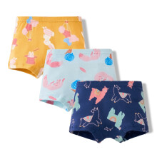 Lot de 3 boxers élégants en coton respirant et confortable pour petites filles, imprimé animaux et dessins animés, bleu foncé, 8-9 ans
