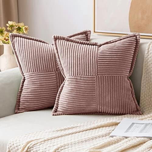 Fodere per cuscini boho rosa cipria, set da 2, 40x40 cm