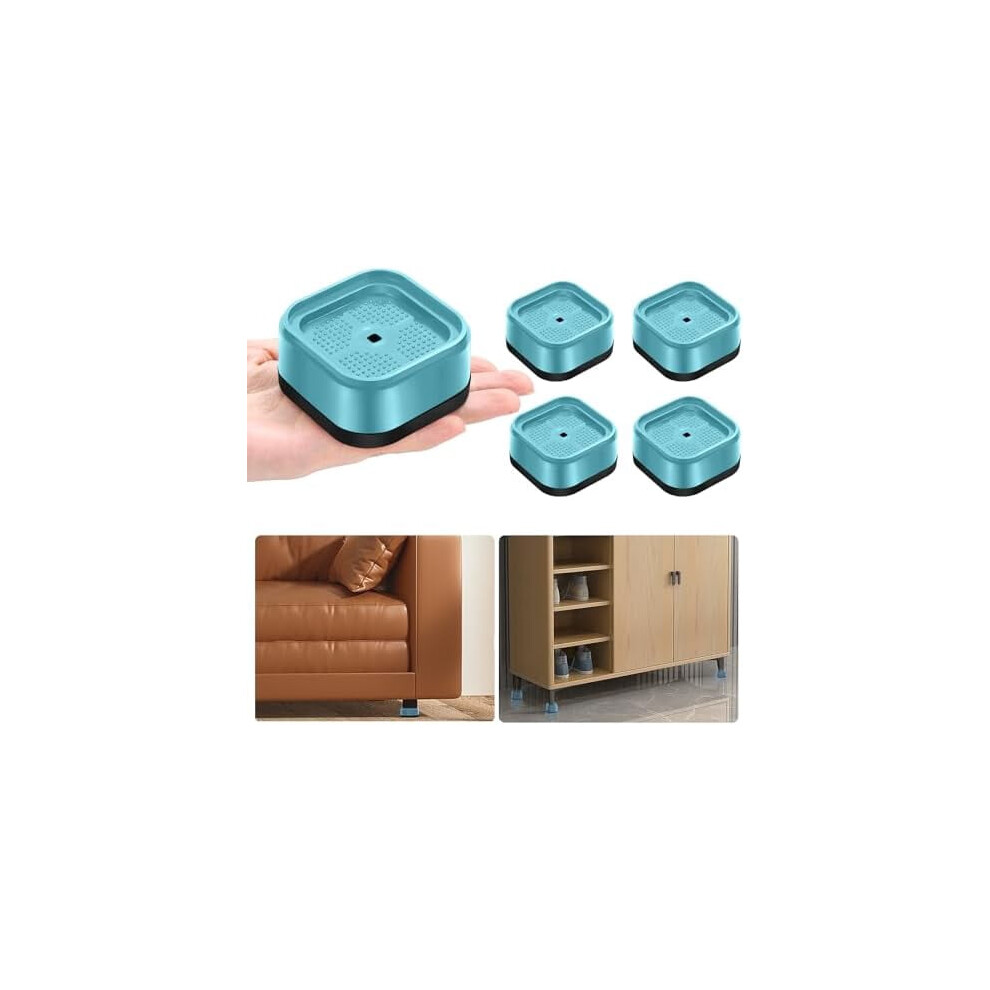 4-Pack Adjustable Furniture Risers, 1"-3" Height, Stackable Bed/Desk/Couch Legs, Heavy Duty, Blue, Compatible With Most Legs 9165521466290