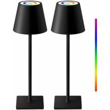 Lâmpada de mesa RGB sem fio preta, pacote com 2 unidades, 4000 mAh