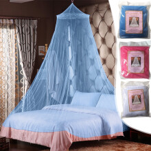 Mosquito Net for Bed, Dome Ceiling Mosquito Net with Retaining Ring, Pink Polyester Mosquito Netting for 5-6ft Beds
