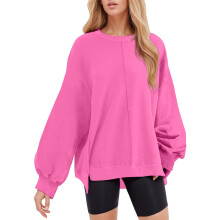 Sudaderas para mujer, corte holgado, cuello redondo, manga larga, camisetas informales, sudaderas ligeras de otoño, sudaderas de tallas grandes para