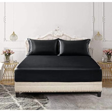 3-delige satijnen lakenset voor eenpersoonsbed, 100% polyester, 60x80 inch