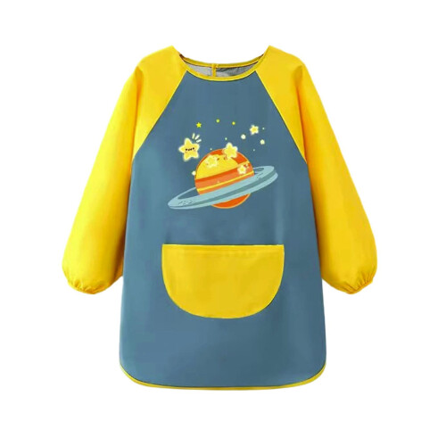Grembiule da disegno per bambini con tasca, maniche lunghe, reversibile