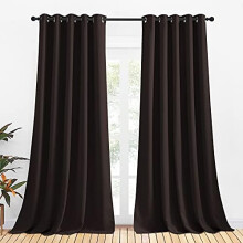 Blackout Curtain Panels for Bedroom, 2 Panels, W70 x L95-inch, Toffee Brown, Thermal Insulated Grommet Top Blackout Draperies and Drapes for Basement