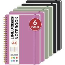 A4 Spiralnotizbuch, 100 Seiten, liniert, 6er-Pack