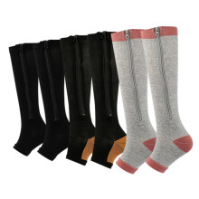 Kompressziós zokni cipzárral, szabadon lévő orrú, magas combmagasságú kompressziós harisnya, női, férfi, duzzanatot okozó, lélegző