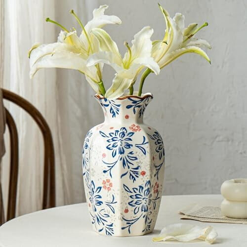 Vaso de cerâmica estilo Chinoiserie vintage de 24 cm (9,5 polegadas)