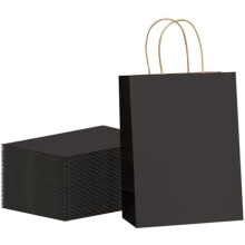 100 bolsas de regalo medianas de papel kraft de 8x4.5x10.8 pulgadas