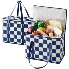 Lot de 2 sacs isothermes à carreaux pour courses, sacs à provisions isothermes pour la livraison de repas