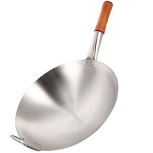 Wok in acciaio al carbonio con manico in legno, 50 cm