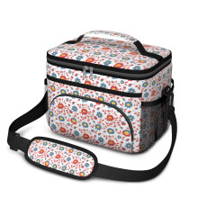 Sac à lunch isotherme à motif floral pour femmes et hommes – Étanche, bandoulière réglable, 25,4 x 17 x 20,3 cm, compatible avec les boîtes