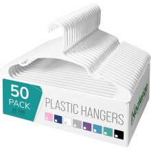 Perchas de plástico para ropa, paquete de 50 unidades, diseño delgado y angular.