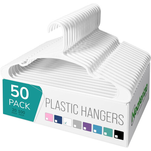 Plastikbøjler hvide 50-pak