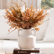 Vaso de cerâmica off-white de 8 polegadas com alças.