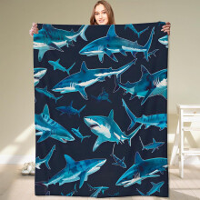 Blue Shark Fleece Throw Blanket 50x40 in