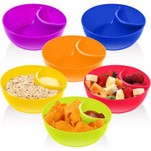 Snack- en dipschaaltjes – Bestand tegen doorweken, verdeeld, stapelbaar, geschikt voor magnetron en vaatwasser, 6 kleuren (6 stuks)