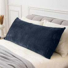 Housse de coussin de corps en polaire ultra douce et duveteuse avec fermeture éclair, 51 x 137 cm, bleu marine, toutes saisons, compatible avec les